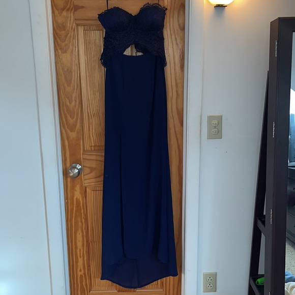 Navy strapless maxi dress. Tag says size 8, more like size 0. - Picture 2 of 5